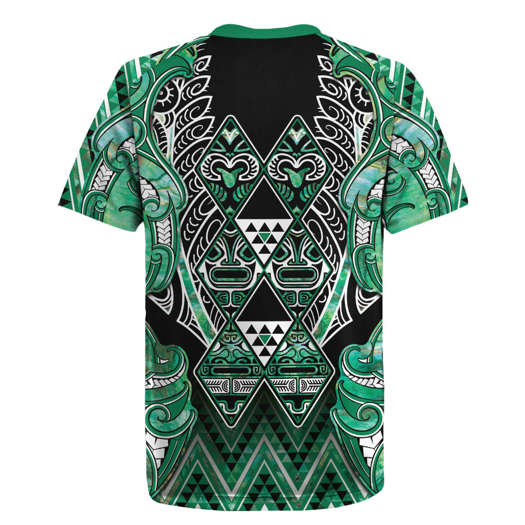Aotearoa Ngati Awa Rugby Jersey Maori Tribal Green Marble Paua Shell Pattern DT05 - Polynesian Pride