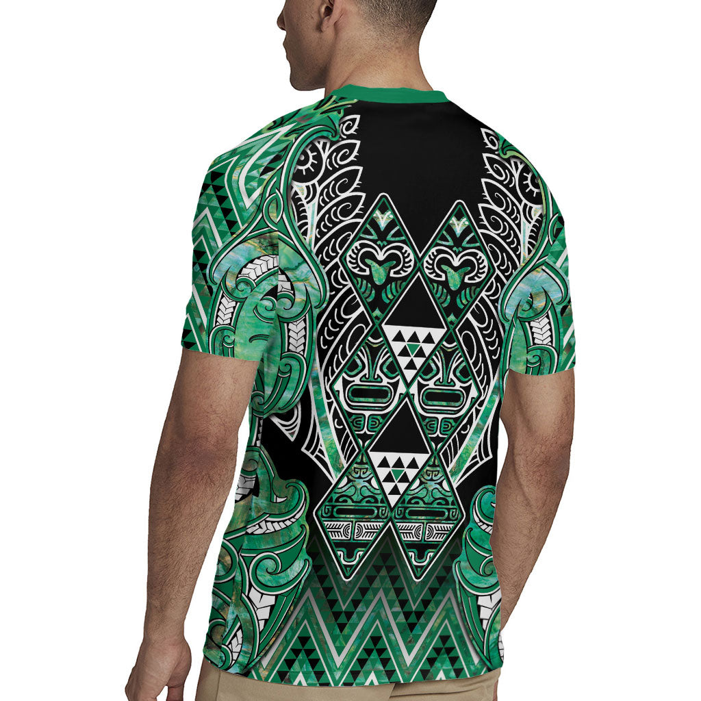 Aotearoa Ngati Awa Rugby Jersey Maori Tribal Green Marble Paua Shell Pattern DT05 - Polynesian Pride