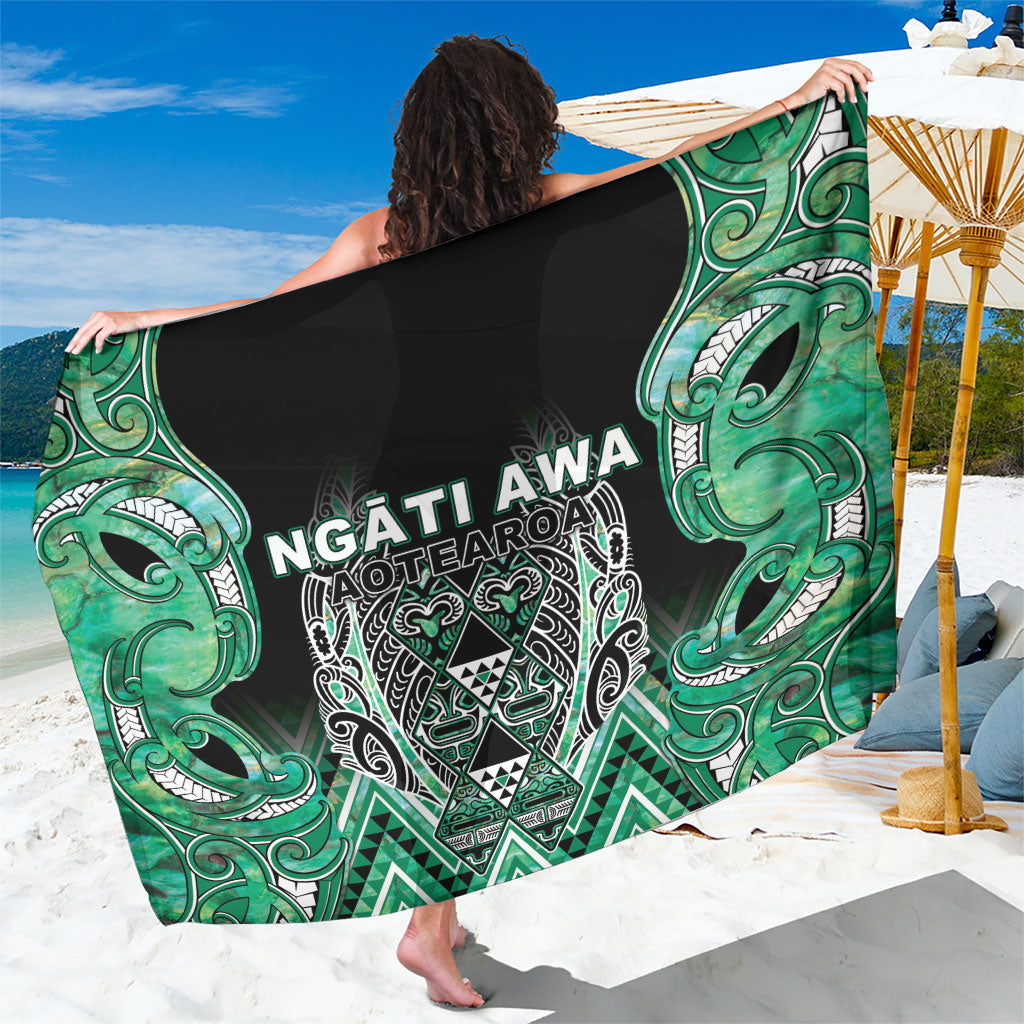 Aotearoa Ngati Awa Sarong Maori Tribal Green Marble Paua Shell Pattern DT05 One Size 44 x 66 inches Green - Polynesian Pride