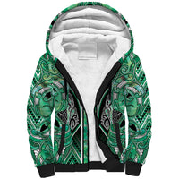 Aotearoa Ngati Awa Sherpa Hoodie Maori Tribal Green Marble Paua Shell Pattern DT05 Unisex Green - Polynesian Pride