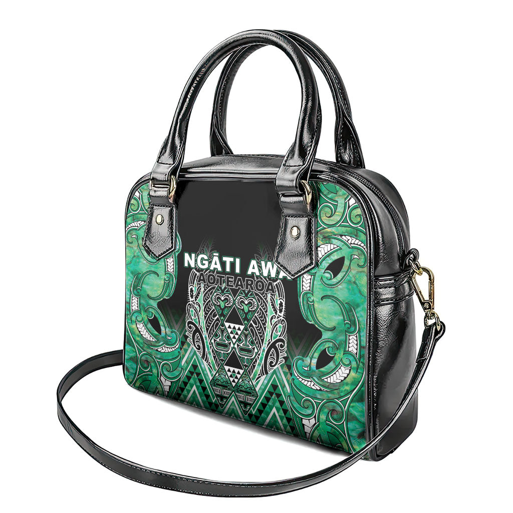 Aotearoa Ngati Awa Shoulder Handbag Maori Tribal Green Marble Paua Shell Pattern DT05 - Polynesian Pride