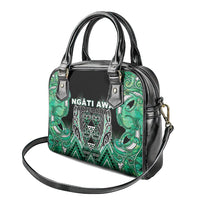 Aotearoa Ngati Awa Shoulder Handbag Maori Tribal Green Marble Paua Shell Pattern DT05 - Polynesian Pride
