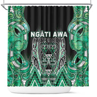 Aotearoa Ngati Awa Shower Curtain Maori Tribal Green Marble Paua Shell Pattern DT05 Green - Polynesian Pride