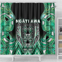 Aotearoa Ngati Awa Shower Curtain Maori Tribal Green Marble Paua Shell Pattern DT05 - Polynesian Pride
