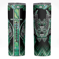 Aotearoa Ngati Awa Skinny Tumbler Maori Tribal Green Marble Paua Shell Pattern DT05 Green - Polynesian Pride