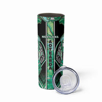 Aotearoa Ngati Awa Skinny Tumbler Maori Tribal Green Marble Paua Shell Pattern DT05 - Polynesian Pride