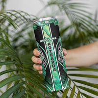 Aotearoa Ngati Awa Skinny Tumbler Maori Tribal Green Marble Paua Shell Pattern DT05 - Polynesian Pride