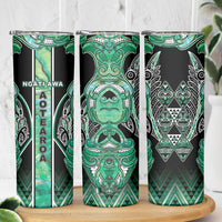 Aotearoa Ngati Awa Skinny Tumbler Maori Tribal Green Marble Paua Shell Pattern DT05 - Polynesian Pride