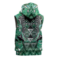 Aotearoa Ngati Awa Sleeveless Hoodie Maori Tribal Green Marble Paua Shell Pattern DT05 - Polynesian Pride