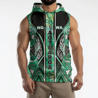 Aotearoa Ngati Awa Sleeveless Hoodie Maori Tribal Green Marble Paua Shell Pattern DT05 - Polynesian Pride