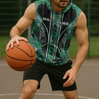 Aotearoa Ngati Awa Sleeveless Hoodie Maori Tribal Green Marble Paua Shell Pattern DT05 - Polynesian Pride