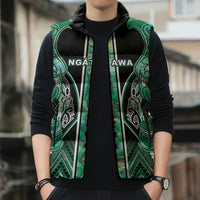Aotearoa Ngati Awa Sleeveless Puffer Jacket Maori Tribal Green Marble Paua Shell Pattern DT05 - Polynesian Pride