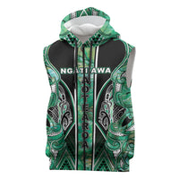 Aotearoa Ngati Awa Sleeveless Zip Hoodie Maori Tribal Green Marble Paua Shell Pattern DT05 Green - Polynesian Pride