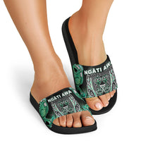 Aotearoa Ngati Awa Slide Sandals Maori Tribal Green Marble Paua Shell Pattern DT05 - Polynesian Pride
