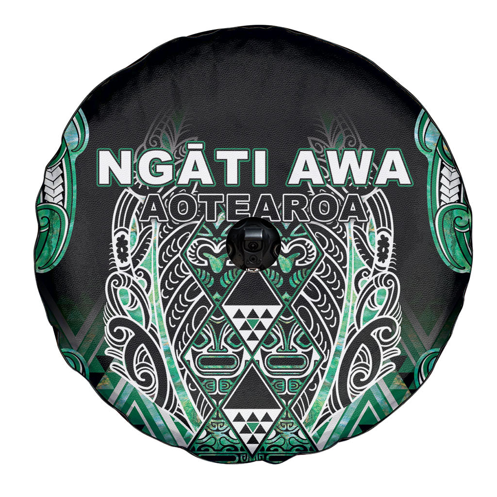 Aotearoa Ngati Awa Spare Tire Cover Maori Tribal Green Marble Paua Shell Pattern DT05 - Polynesian Pride