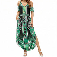 Aotearoa Ngati Awa Summer Maxi Dress Maori Tribal Green Marble Paua Shell Pattern DT05 Women Green - Polynesian Pride