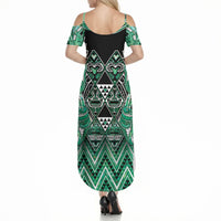 Aotearoa Ngati Awa Summer Maxi Dress Maori Tribal Green Marble Paua Shell Pattern DT05 - Polynesian Pride