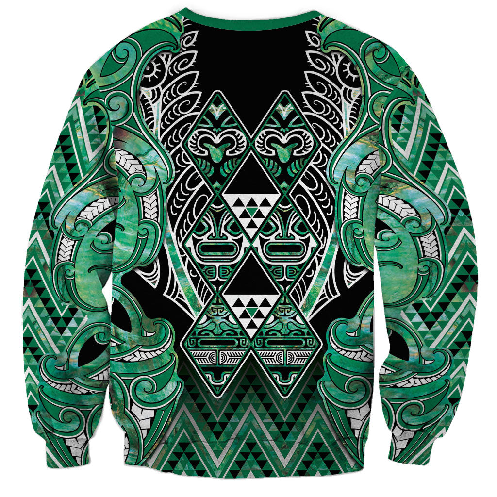 Aotearoa Ngati Awa Sweatshirt Maori Tribal Green Marble Paua Shell Pattern DT05 - Polynesian Pride