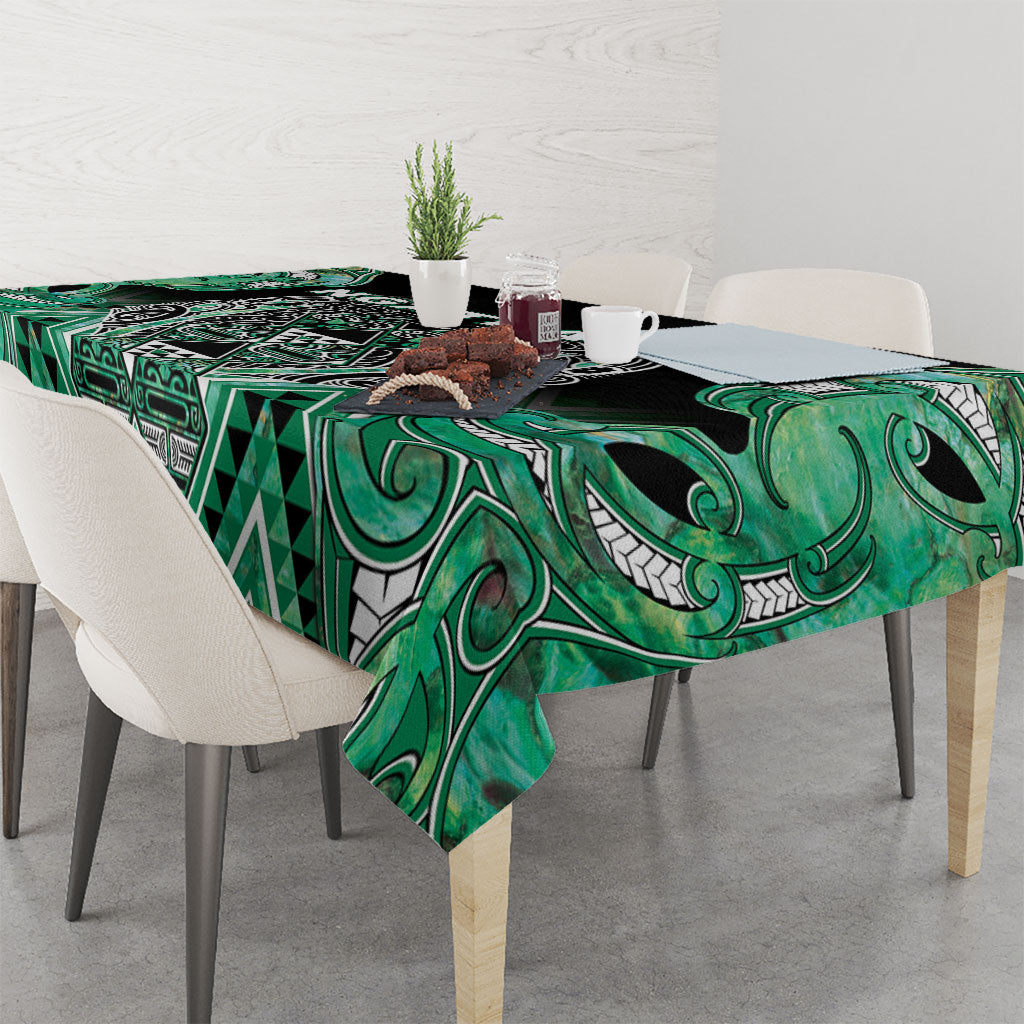 Aotearoa Ngati Awa Tablecloth Maori Tribal Green Marble Paua Shell Pattern DT05 - Polynesian Pride