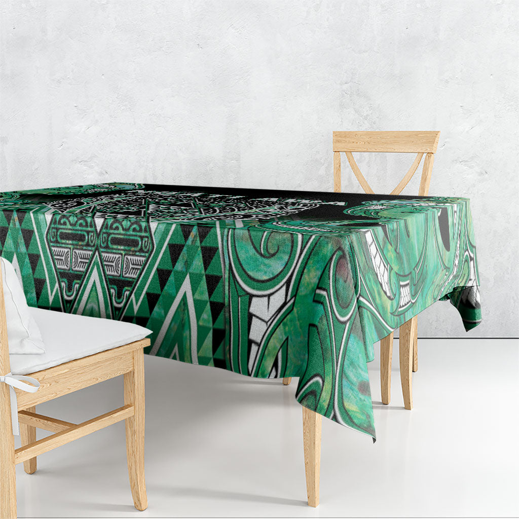 Aotearoa Ngati Awa Tablecloth Maori Tribal Green Marble Paua Shell Pattern DT05 - Polynesian Pride