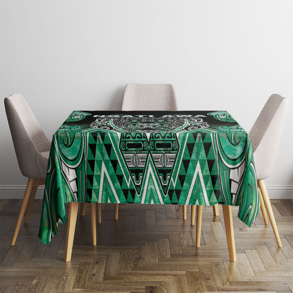 Aotearoa Ngati Awa Tablecloth Maori Tribal Green Marble Paua Shell Pattern DT05 - Polynesian Pride