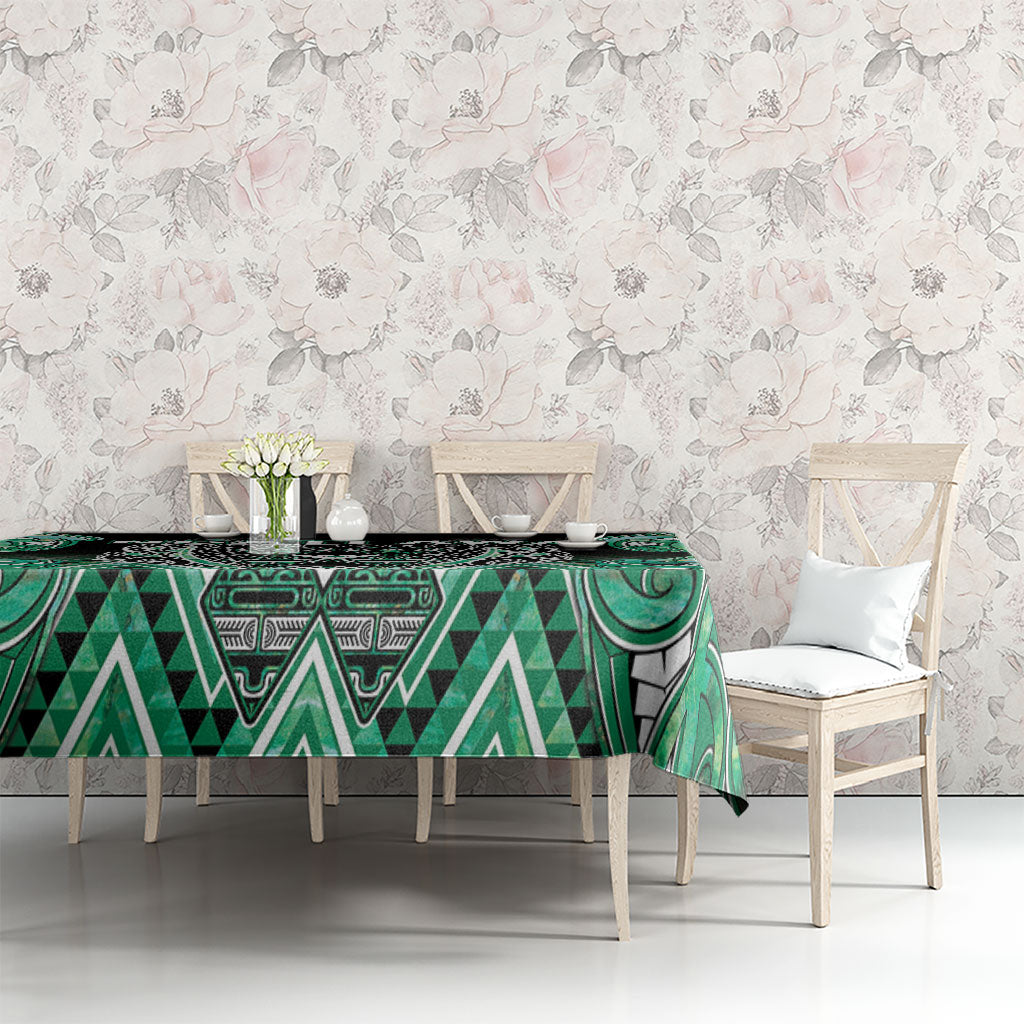 Aotearoa Ngati Awa Tablecloth Maori Tribal Green Marble Paua Shell Pattern DT05 - Polynesian Pride