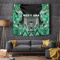 Aotearoa Ngati Awa Tapestry Maori Tribal Green Marble Paua Shell Pattern DT05 Green - Polynesian Pride