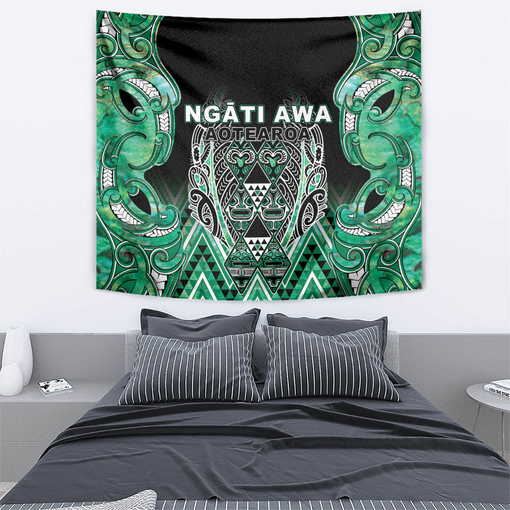 Aotearoa Ngati Awa Tapestry Maori Tribal Green Marble Paua Shell Pattern DT05 - Polynesian Pride
