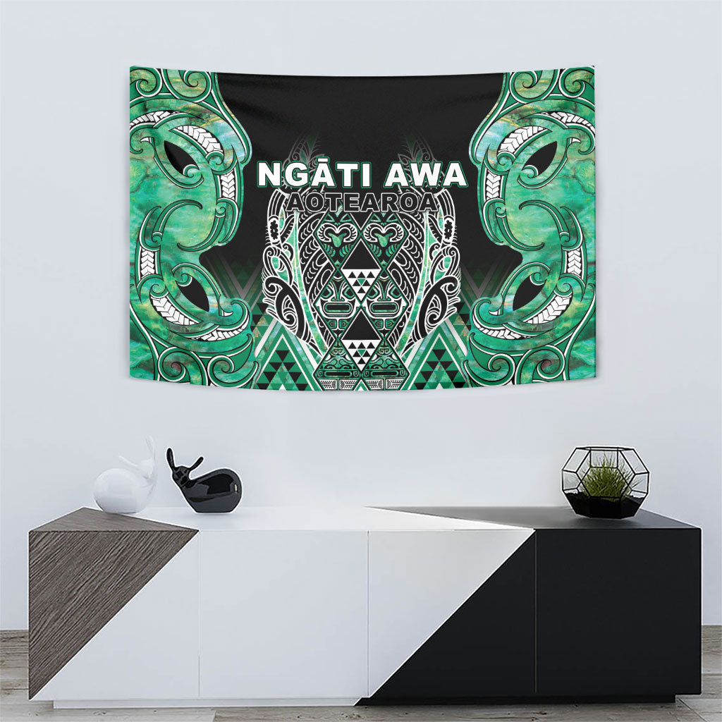 Aotearoa Ngati Awa Tapestry Maori Tribal Green Marble Paua Shell Pattern DT05 - Polynesian Pride