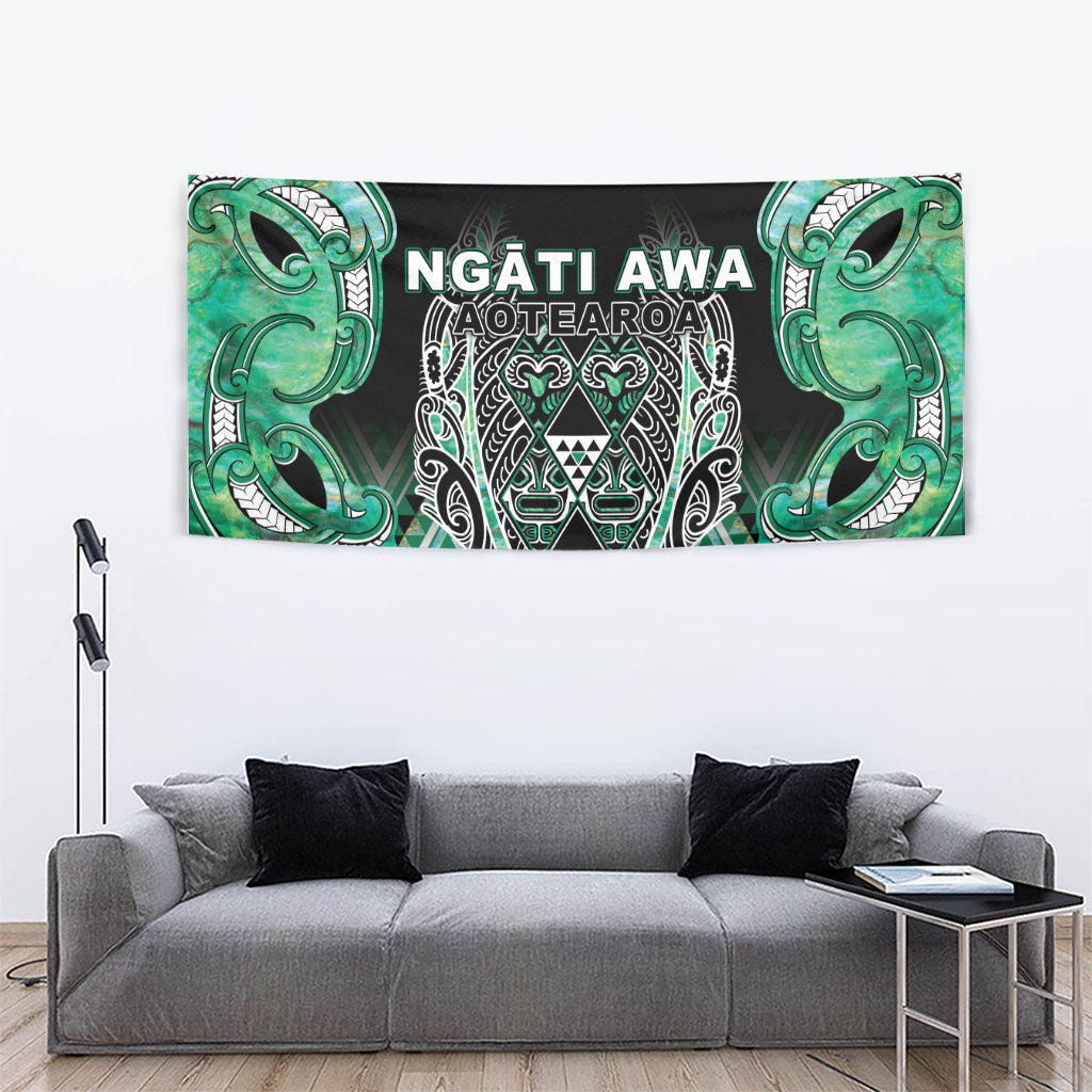 Aotearoa Ngati Awa Tapestry Maori Tribal Green Marble Paua Shell Pattern DT05 - Polynesian Pride