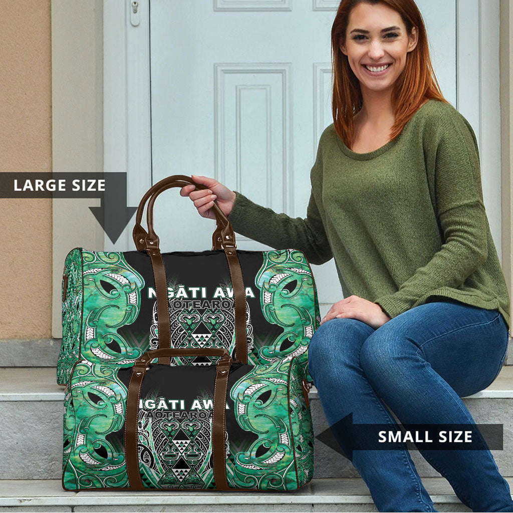 Aotearoa Ngati Awa Travel Bag Maori Tribal Green Marble Paua Shell Pattern DT05 - Polynesian Pride
