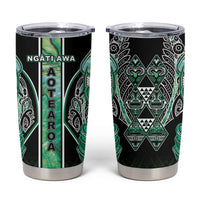Aotearoa Ngati Awa Tumbler Cup Maori Tribal Green Marble Paua Shell Pattern DT05 Green - Polynesian Pride