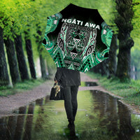 Aotearoa Ngati Awa Umbrella Maori Tribal Green Marble Paua Shell Pattern DT05 - Polynesian Pride