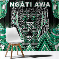Aotearoa Ngati Awa Window Curtain Maori Tribal Green Marble Paua Shell Pattern DT05 - Polynesian Pride