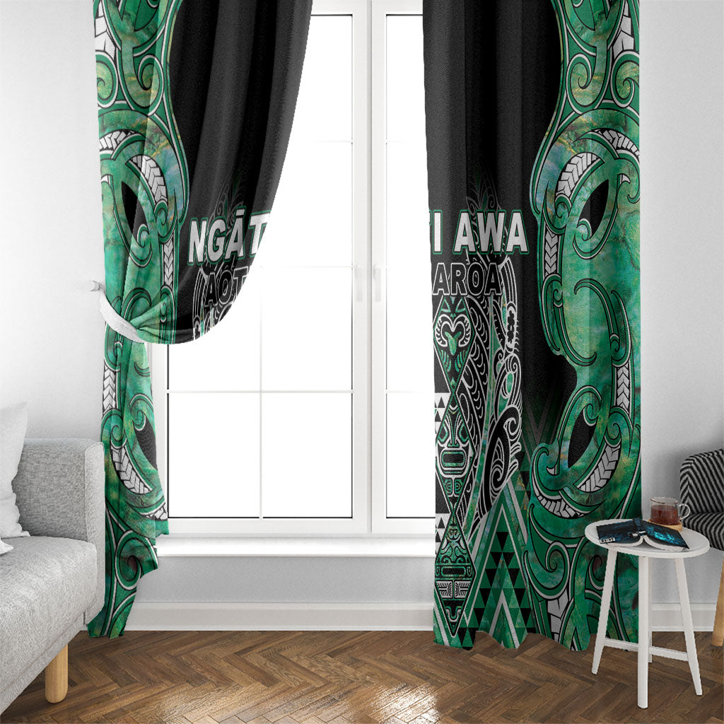 Aotearoa Ngati Awa Window Curtain Maori Tribal Green Marble Paua Shell Pattern DT05 - Polynesian Pride