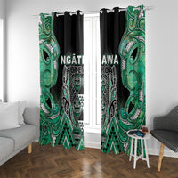 Aotearoa Ngati Awa Window Curtain Maori Tribal Green Marble Paua Shell Pattern DT05 With Grommets Green - Polynesian Pride