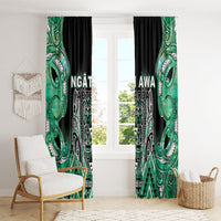 Aotearoa Ngati Awa Window Curtain Maori Tribal Green Marble Paua Shell Pattern DT05 - Polynesian Pride