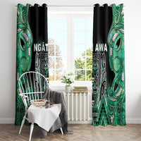 Aotearoa Ngati Awa Window Curtain Maori Tribal Green Marble Paua Shell Pattern DT05 - Polynesian Pride