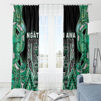 Aotearoa Ngati Awa Window Curtain Maori Tribal Green Marble Paua Shell Pattern DT05 - Polynesian Pride