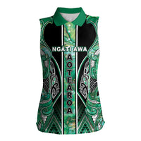 Aotearoa Ngati Awa Women Sleeveless Polo Shirt Maori Tribal Green Marble Paua Shell Pattern DT05 Female Green - Polynesian Pride