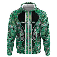 Aotearoa Ngati Awa Zip Hoodie Maori Tribal Green Marble Paua Shell Pattern DT05 Zip Hoodie Green - Polynesian Pride