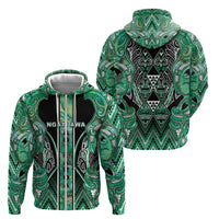 Aotearoa Ngati Awa Zip Hoodie Maori Tribal Green Marble Paua Shell Pattern DT05 - Polynesian Pride