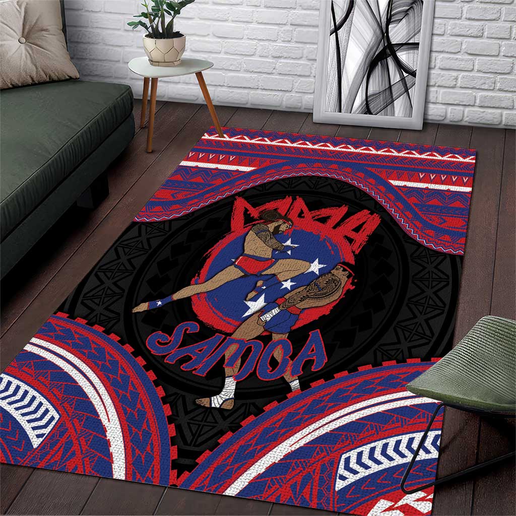 Samoa Mixed Martial Arts Area Rug Flying Knee Of Samoan - Polynesian Pride