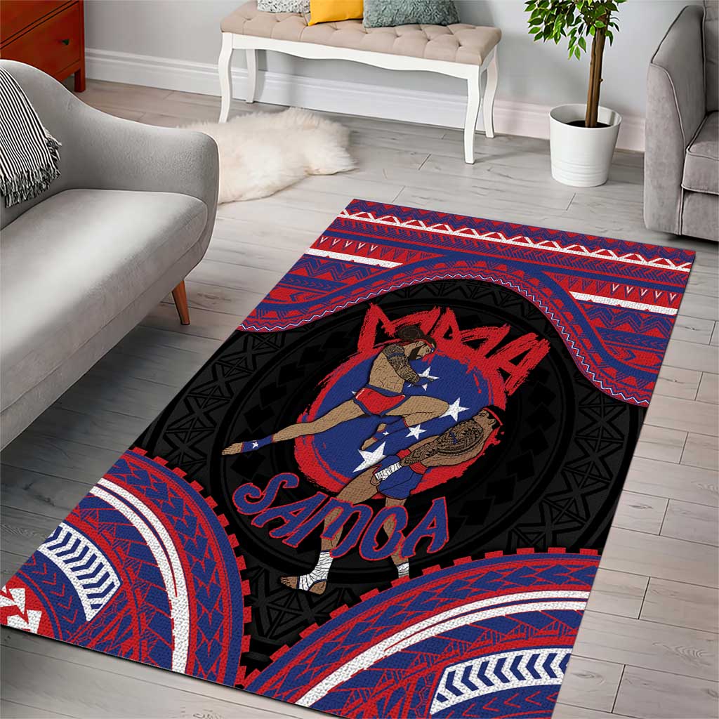 Samoa Mixed Martial Arts Area Rug Flying Knee Of Samoan - Polynesian Pride