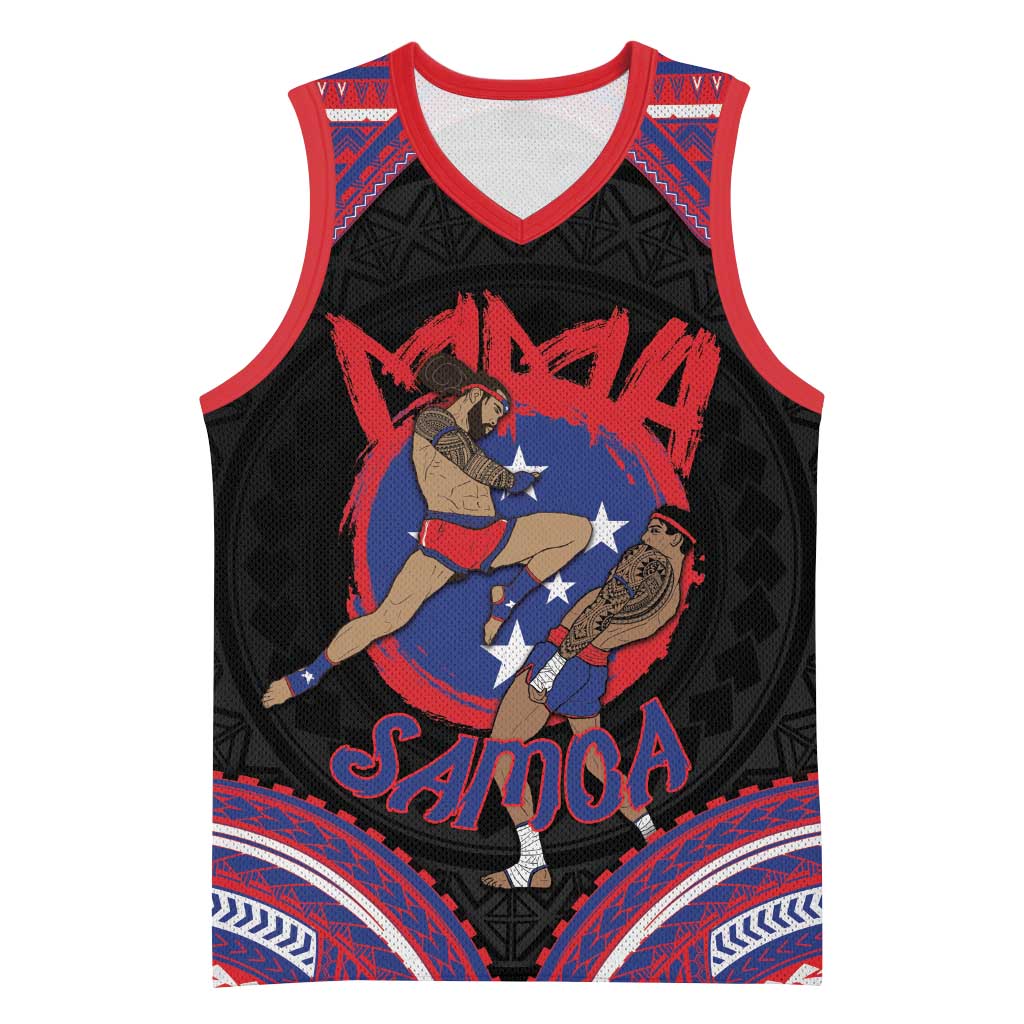 Personalised Samoa Mixed Martial Arts Basketball Jersey Flying Knee Of Samoan DT05 Unisex Black - Polynesian Pride