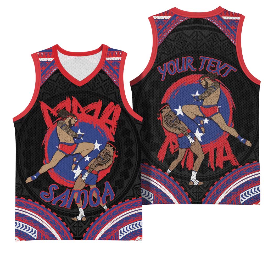 Personalised Samoa Mixed Martial Arts Basketball Jersey Flying Knee Of Samoan DT05 - Polynesian Pride