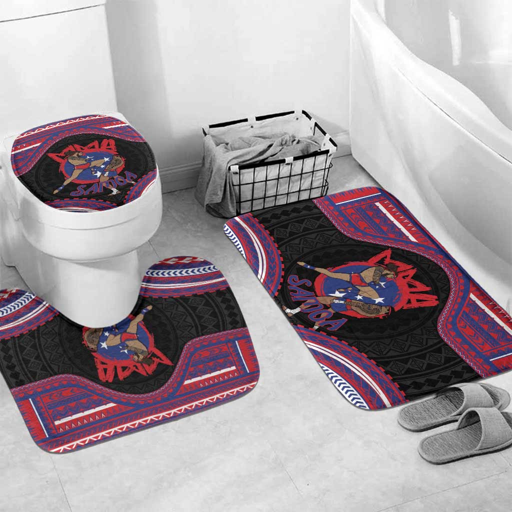 Samoa Mixed Martial Arts Bathroom Set Flying Knee Of Samoan - Polynesian Pride