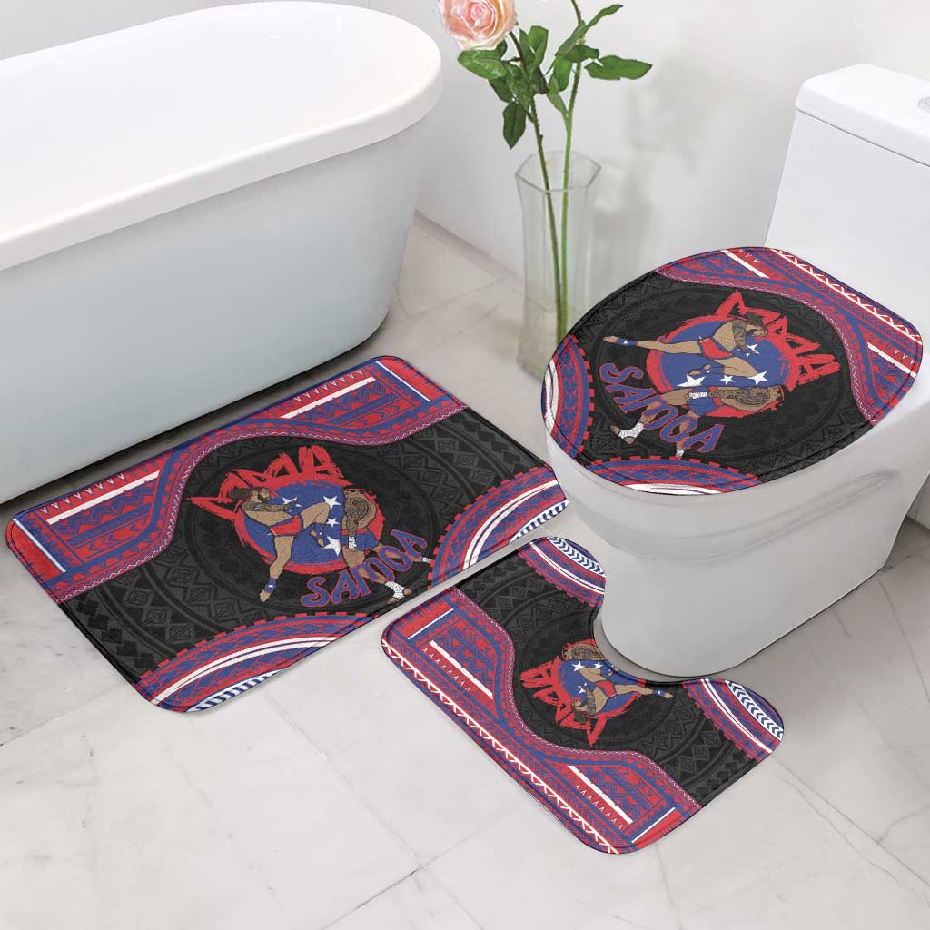 Samoa Mixed Martial Arts Bathroom Set Flying Knee Of Samoan - Polynesian Pride