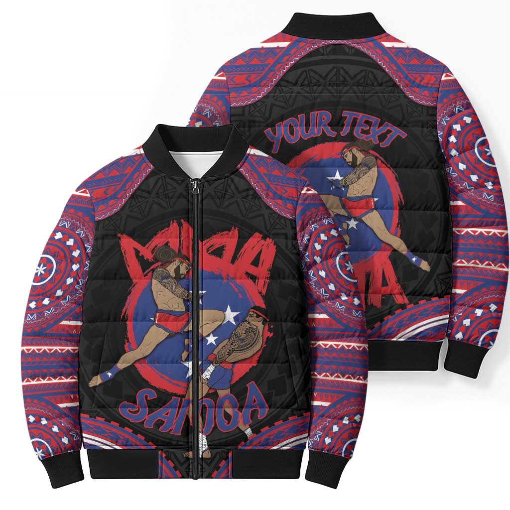 Personalised Samoa Mixed Martial Arts Bomber Puffer Jacket Flying Knee Of Samoan DT05 - Polynesian Pride