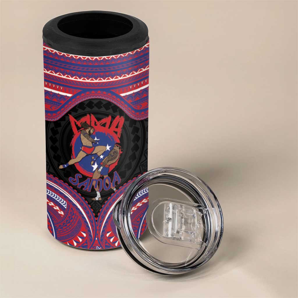 Personalised Samoa Mixed Martial Arts 4 in 1 Can Cooler Tumbler Flying Knee Of Samoan - Polynesian Pride